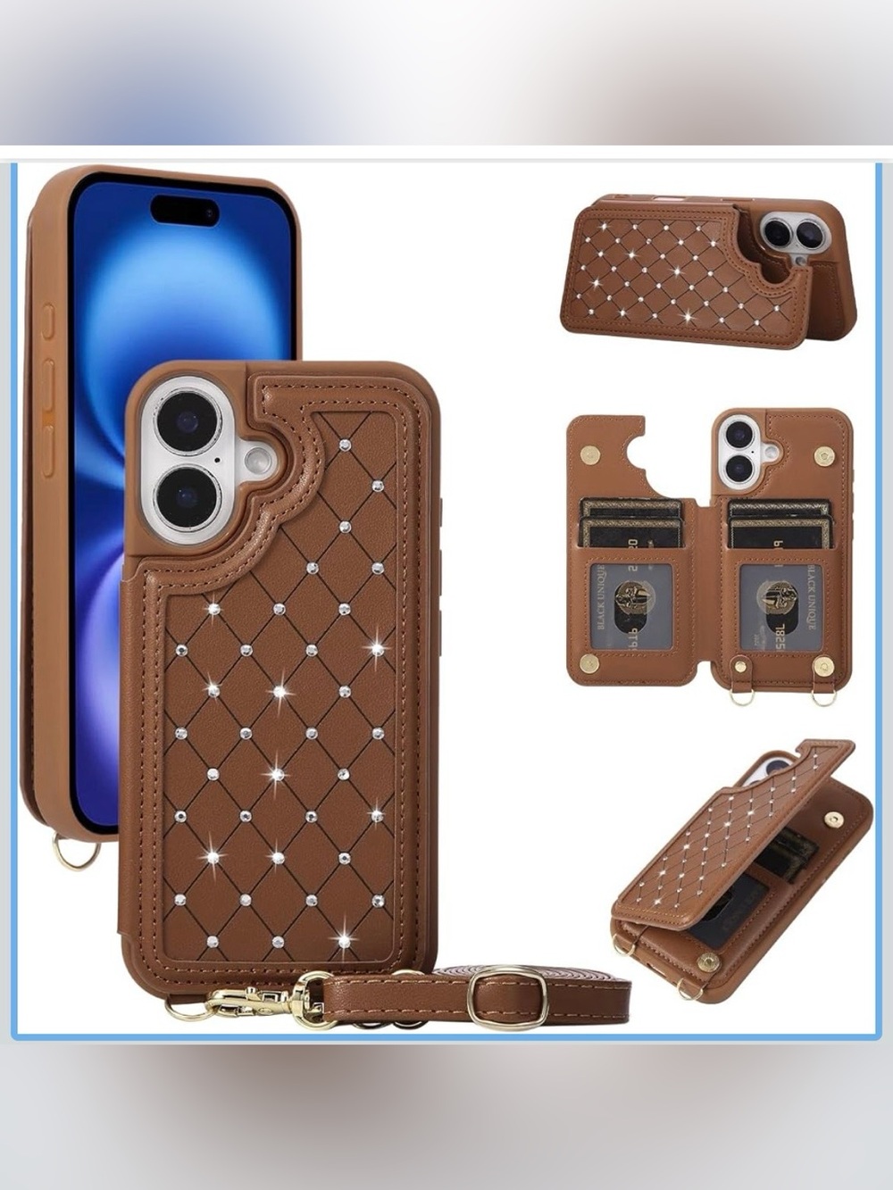iPhone 17 Wallet Case W/ Card Holder Slots and Strap. 589/lb-1:v